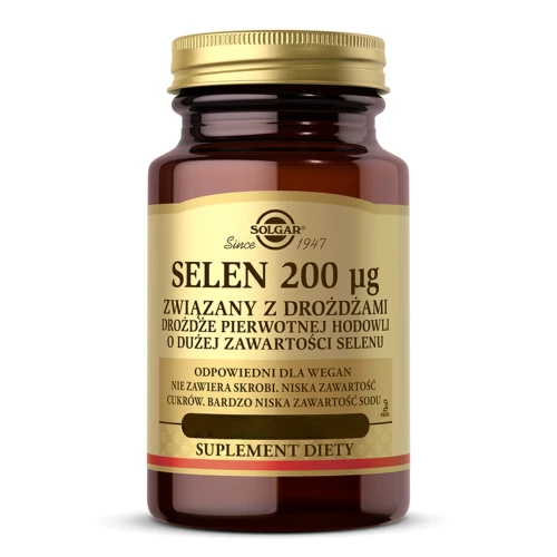 Solgar - Selen 200 µg związany z drożdżami - 100 tabletek